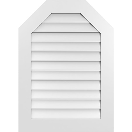 Ekena Millwork Octagonal Top Surface Mount PVC Gable Vent w/ 3-1/2"W x 1"P Standard Frame, 26"W x 36"H GVPOT26X3601SN